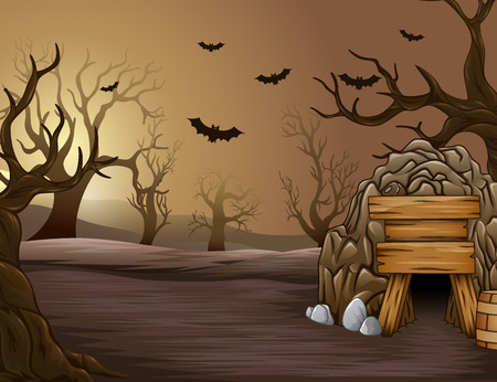 Spooky forest of Halloween at afternoonのイラスト素材