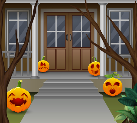 Decoration in front of the house on halloween dayのイラスト素材
