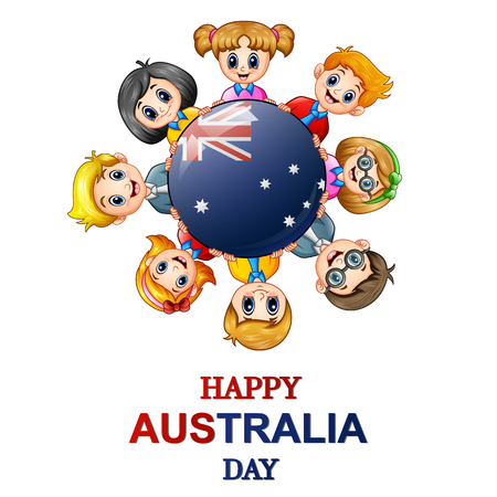 Children around the world concept australia dayのイラスト素材