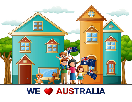 Poster of happy family celebration a Australia dayのイラスト素材
