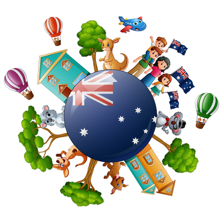 City with world concept on australia dayのイラスト素材
