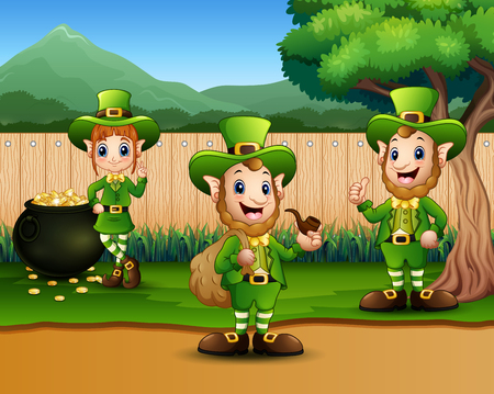 Happy Saint Patricks day celebration with leprechaunのイラスト素材