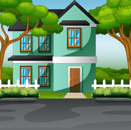 Countryside family house with front yard lawn conceptのイラスト素材