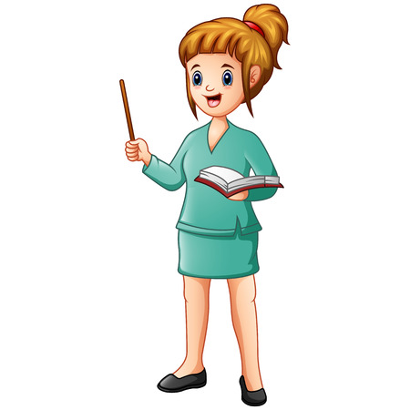 Beautiful teacher Holding Pointer and a bookのイラスト素材