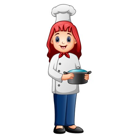 Cartoon smiling a woman chef in uniformのイラスト素材