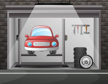 Illustration of car service and repairのイラスト素材