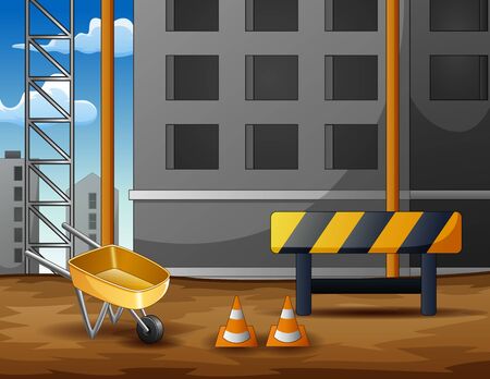 Construction site background with equipmentのイラスト素材