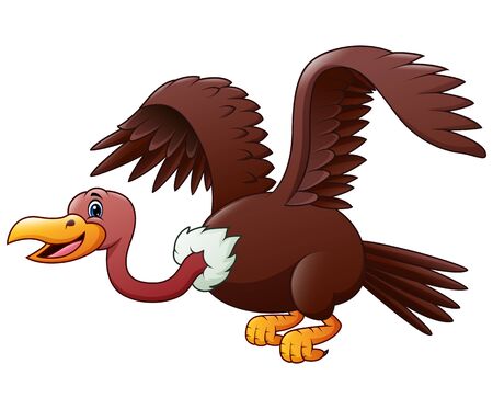 Cartoon vulture flying isolated on white backgroundのイラスト素材