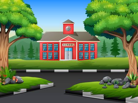 Background of school building with the streetのイラスト素材