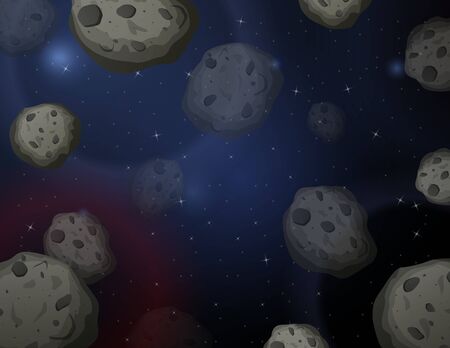 Asteroid space background scene illustrationのイラスト素材