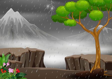A thunderstorm in the nature landscape backgroundのイラスト素材