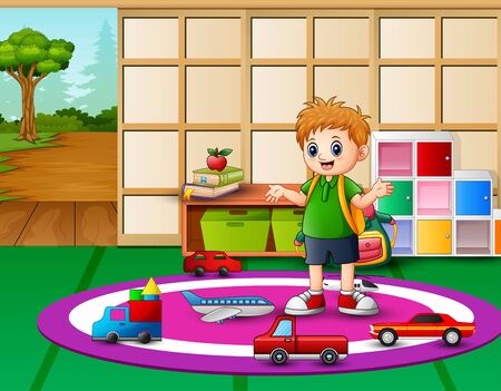 Little boy play in the kindergartenのイラスト素材