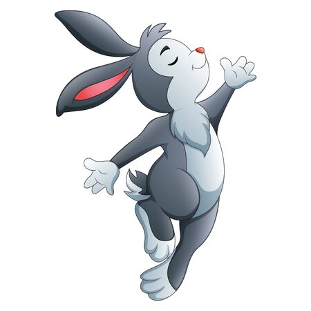 The Easter bunny rabbit cartoon waving and dancingのイラスト素材