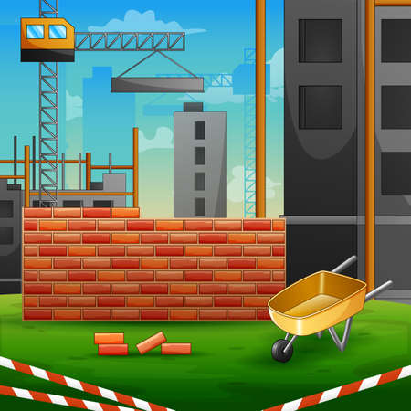 Construction site background with equipmentのイラスト素材