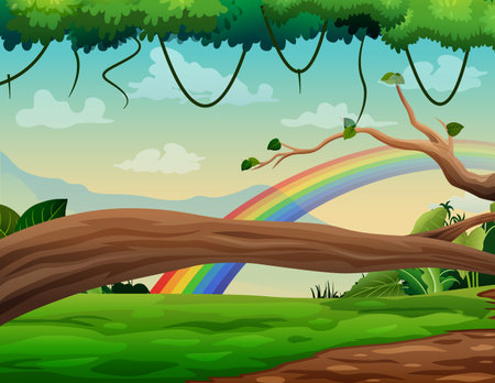 Colorful the rainbow in a natural landscapeのイラスト素材