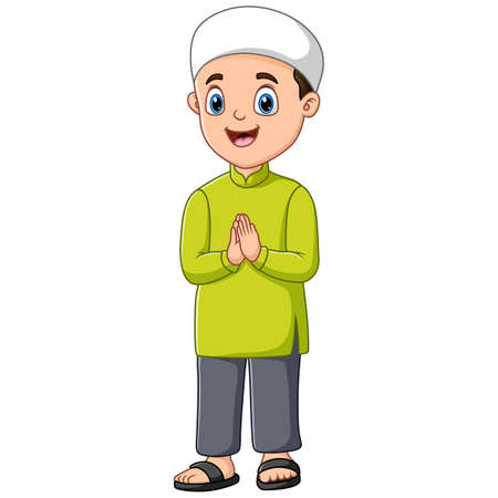 Cartoon illustration of a male Muslim peopleのイラスト素材