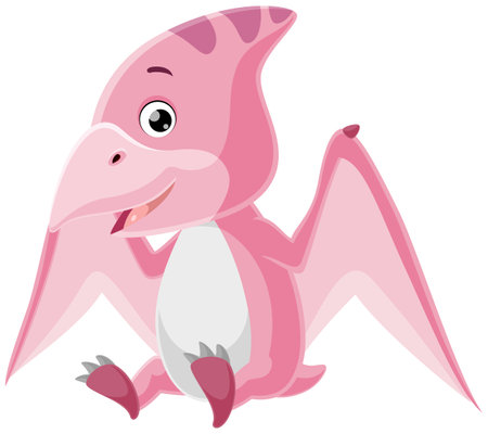 Cute pterodactyl cartoon on white backgroundのイラスト素材