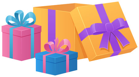 Colorful of birthday gift on white backgroundのイラスト素材