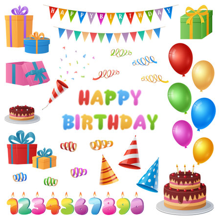 Birthday party element set collectionのイラスト素材