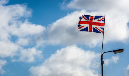 Union flag adorns Belfast lamppost.の写真素材