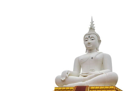 Sculpture about Buddha image is Buddha posture sit on lotus base and feel happy.の写真素材