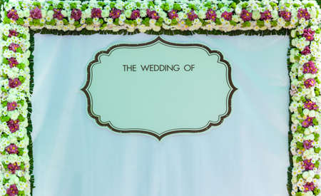 Backdrop made from colorful flowers for wedding and have beautiful.の写真素材