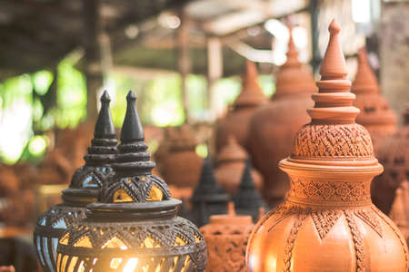 Traditional handicrafts of clay pot at Ko Kret, Nonthaburi Thailandの写真素材