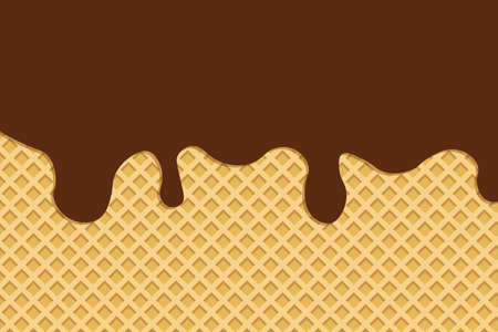 ice cream cone texture and choccolate melting.の写真素材