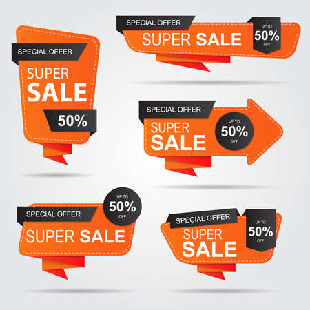Set of sale banner collection discount tag special offer banner Vector illustrationのイラスト素材