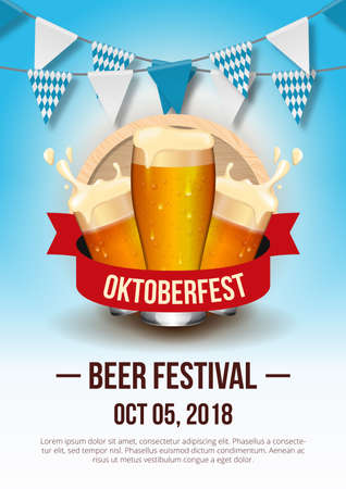 Oktoberfest poster template. Vector Illustrationのイラスト素材