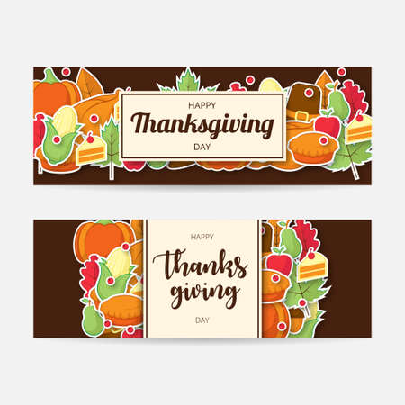 Happy thanksgiving day banner. Vector Illustrationのイラスト素材
