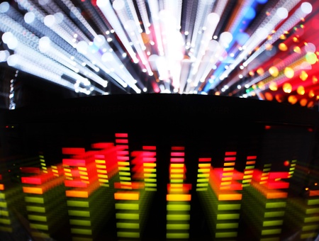 music graphic equalisers and audio analysis clip. shot from the display of a stereo hifi systemの写真素材
