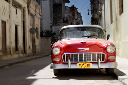 classic car in havana street scene, cubaのeditorial素材