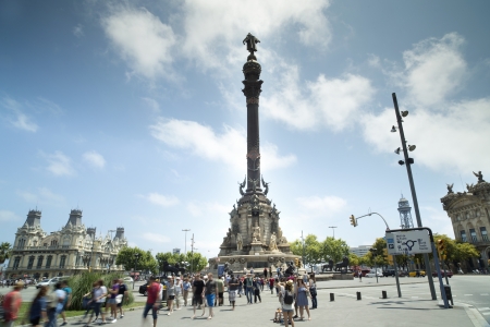 the Colon statue in the centre of barcelona spain
のeditorial素材