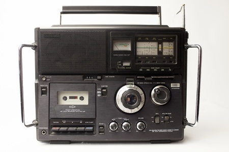 large black retro radio cassette player