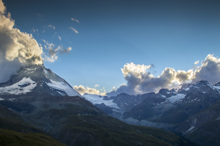 evening sunset of the amazing matterhorn mountain in the Swiss Alps.の写真素材