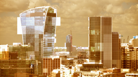 london city with television glitch and distortion mapped over the skylineの写真素材