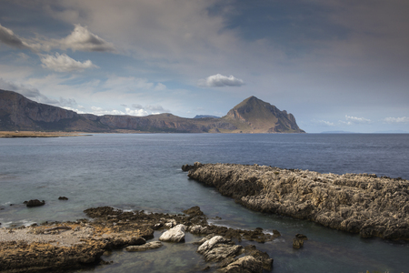 rocky coast of san vito lo capo in Sicily, Italy.の写真素材