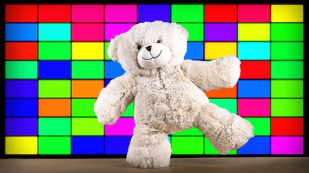 amazing funky teddy bear brought to life break dancing in a disco settingの写真素材