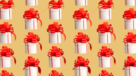 Gift box collection with red bow