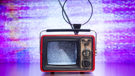 Retro television with static background