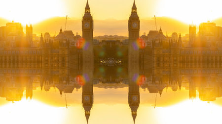 london skyline abstract mirrored patternの写真素材