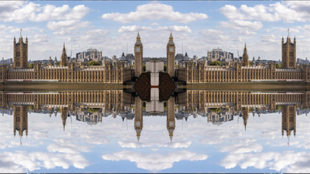 london skyline abstract mirrored patternの写真素材
