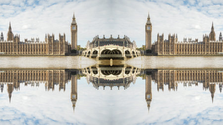 london skyline abstract mirrored patternの写真素材