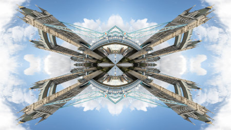 london skyline abstract mirrored patternの写真素材