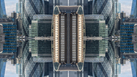 london skyline abstract mirrored patternの写真素材