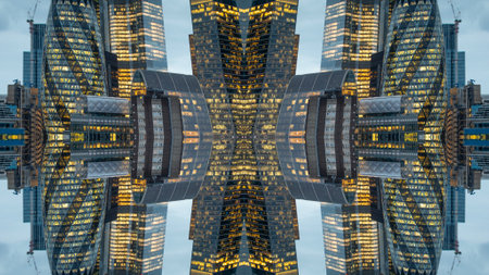 london skyline abstract mirrored patternの写真素材