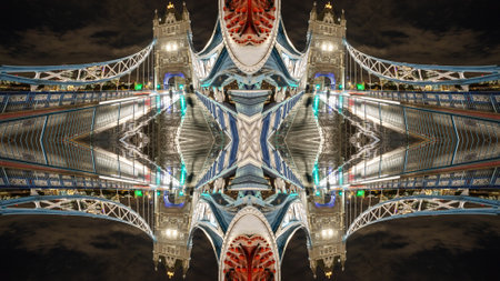 london skyline abstract mirrored patternの写真素材