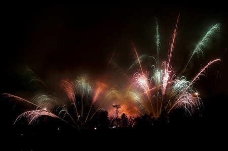 Great fireworks with many sparks and lights on skyの写真素材