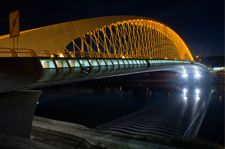 Troja bridge across river in Prague. Public transport construction.の写真素材